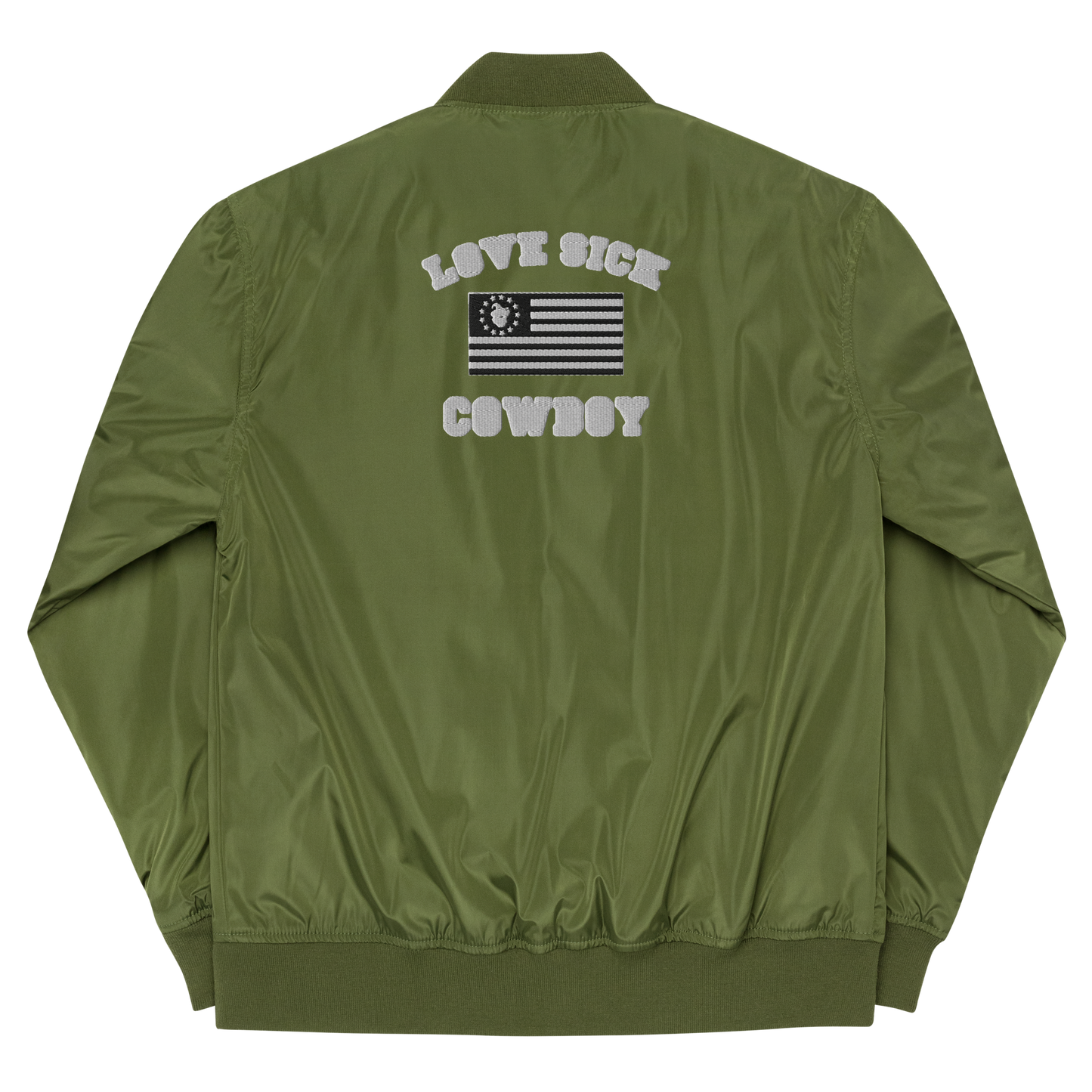 LOVE SICK FLAG Premium recycled bomber jacket