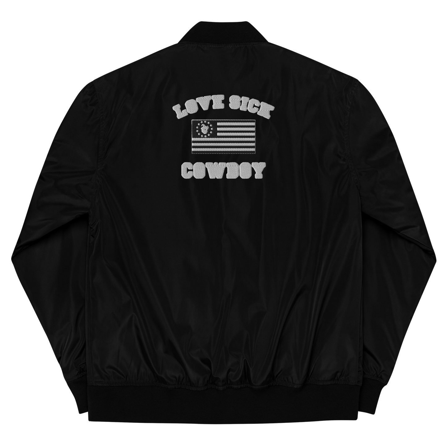 LOVE SICK FLAG Premium recycled bomber jacket